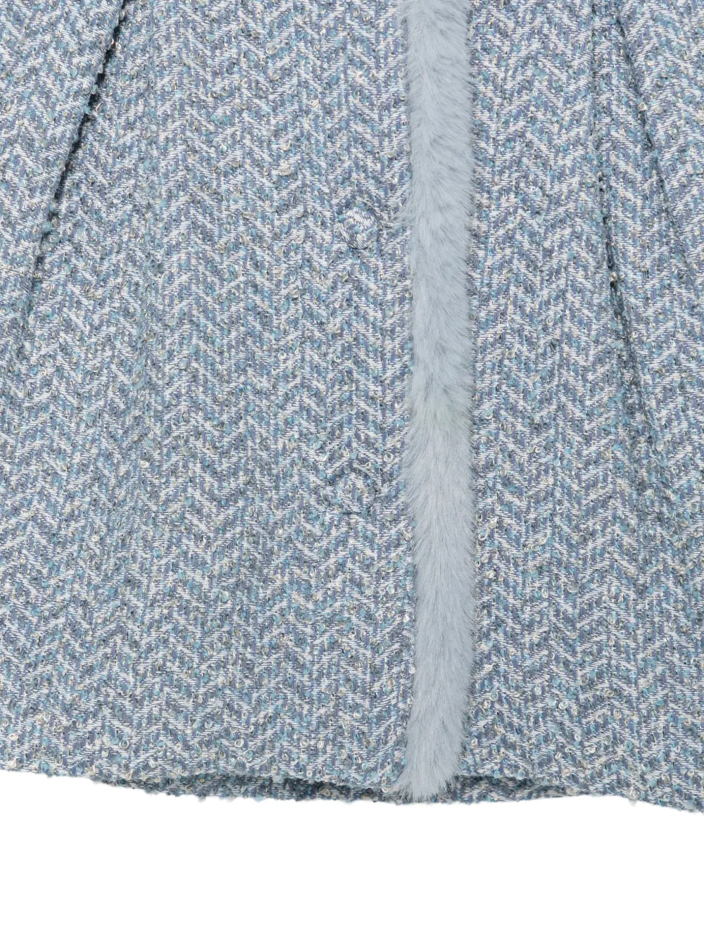 Patachou herringbone faux-fur-trim jacket Blauw