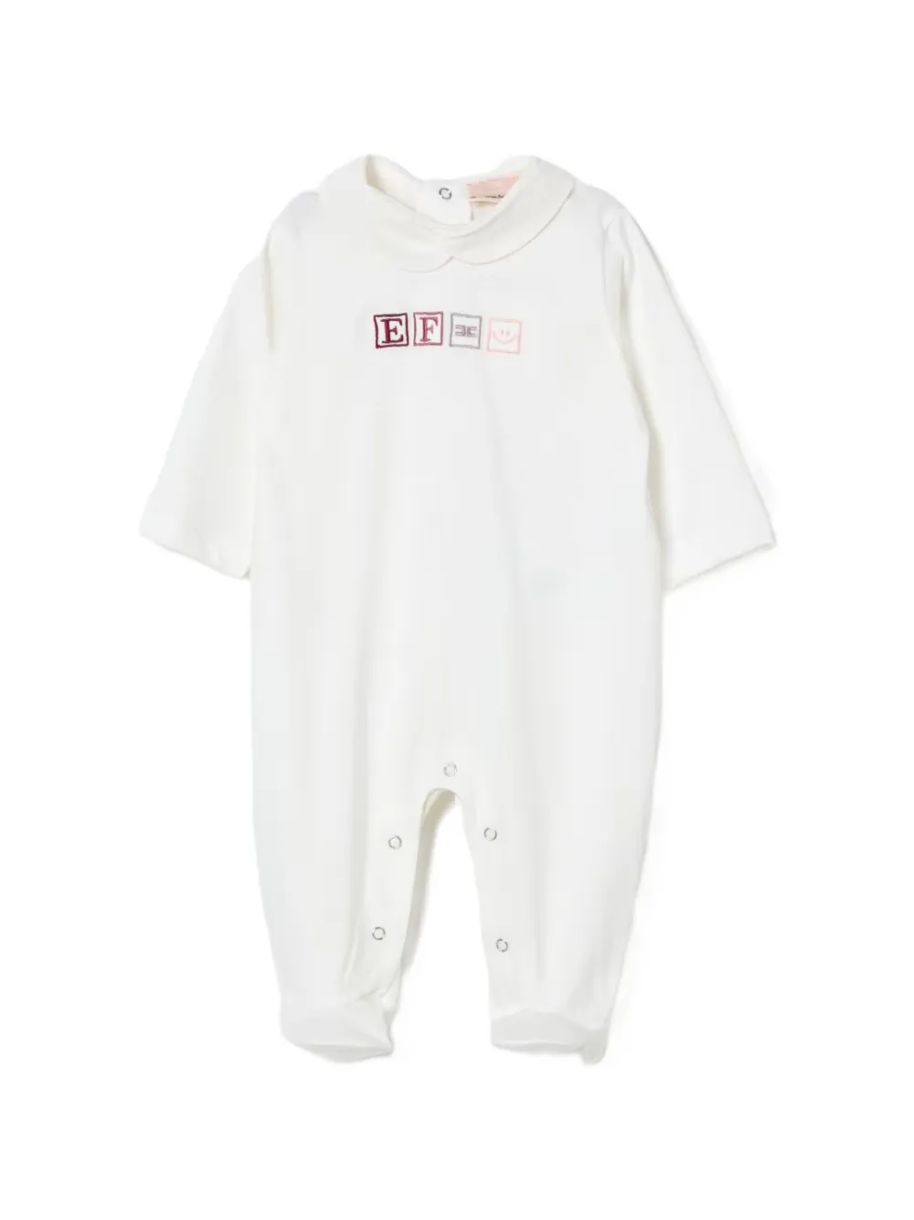 Elisabetta Franchi Kids combishort à logo brodé et col claudine - Blanc Elisabetta Franchi Kids combishort à logo brodé et col claudine - Blanc