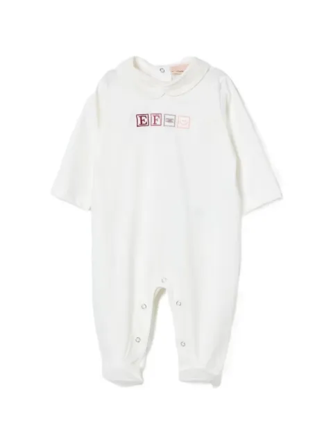 Elisabetta Franchi Kids logo-embroidered peter pan collar playsuit