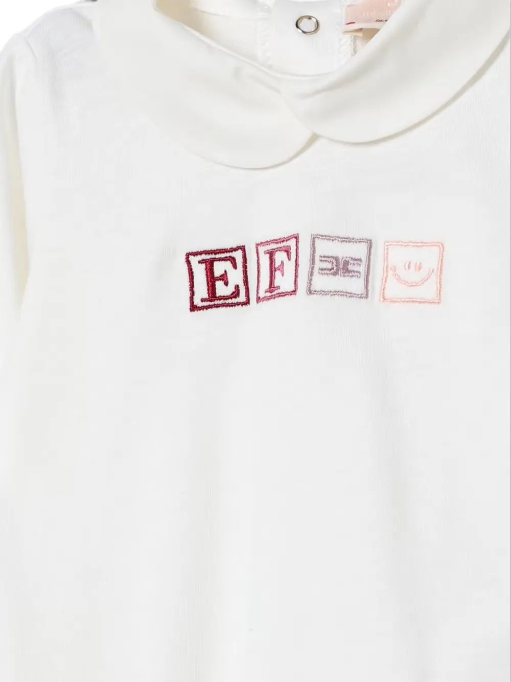 Elisabetta Franchi Kids Playsuit met Peter Pan-kraag en geborduurd logo Wit