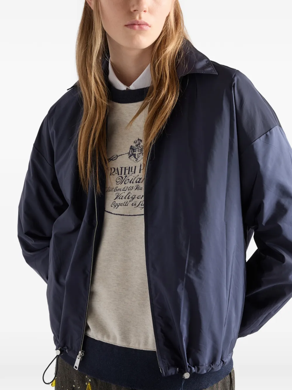 Prada Reversible Jersey Blouson Jacket In Blue