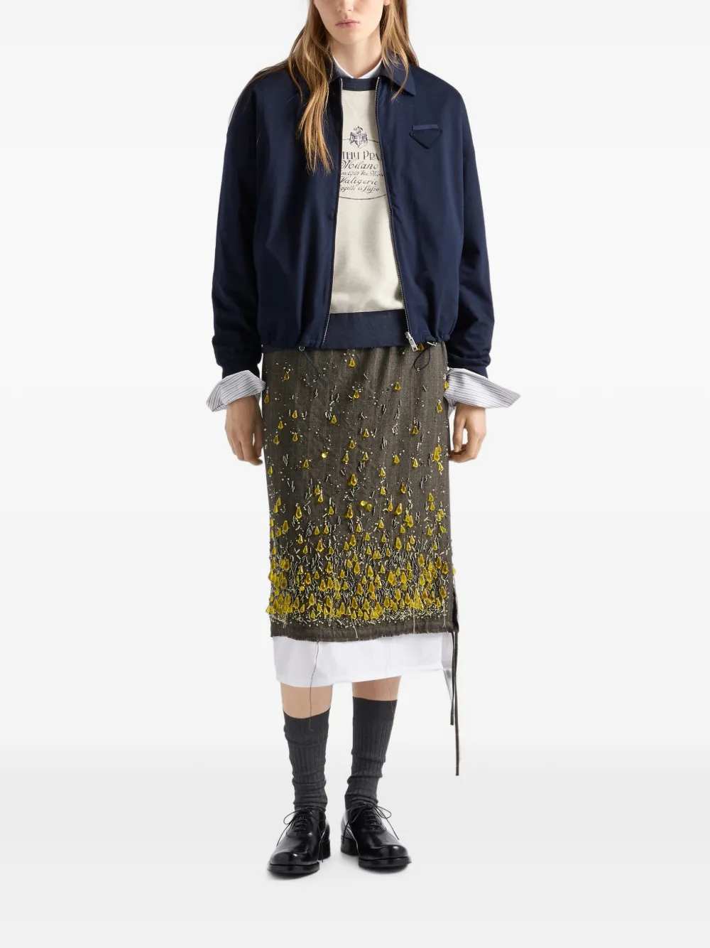 Prada Reversible Jersey Blouson Jacket In Blue