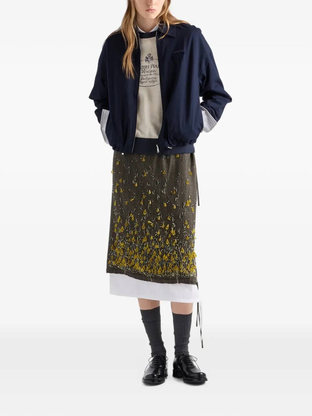 Prada Sweater met logoprint en raglan mouwen Beige