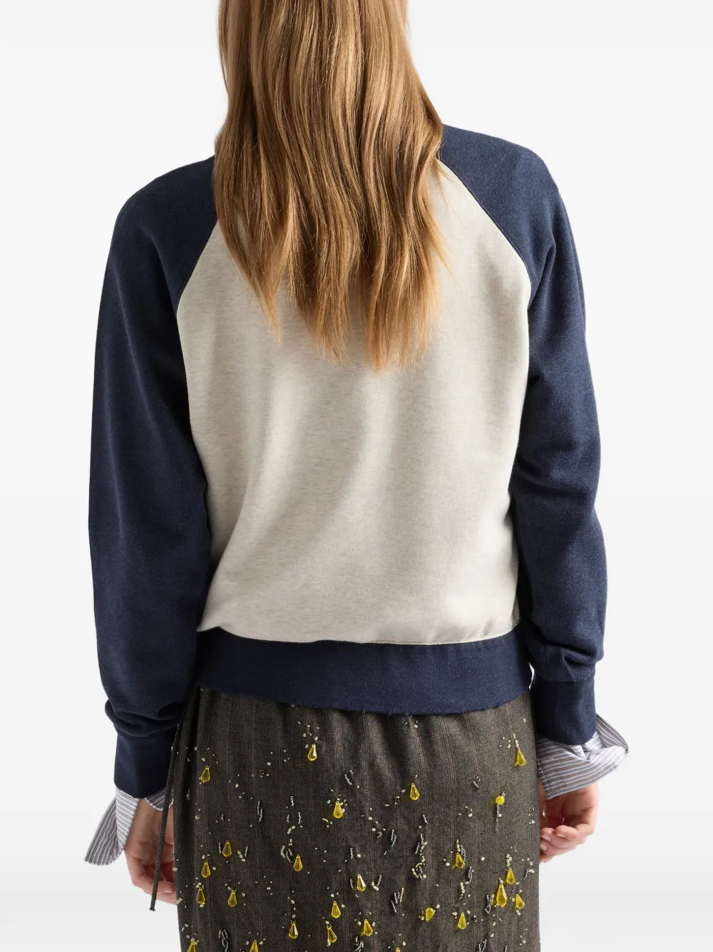 Prada Sweater met logoprint en raglan mouwen Beige