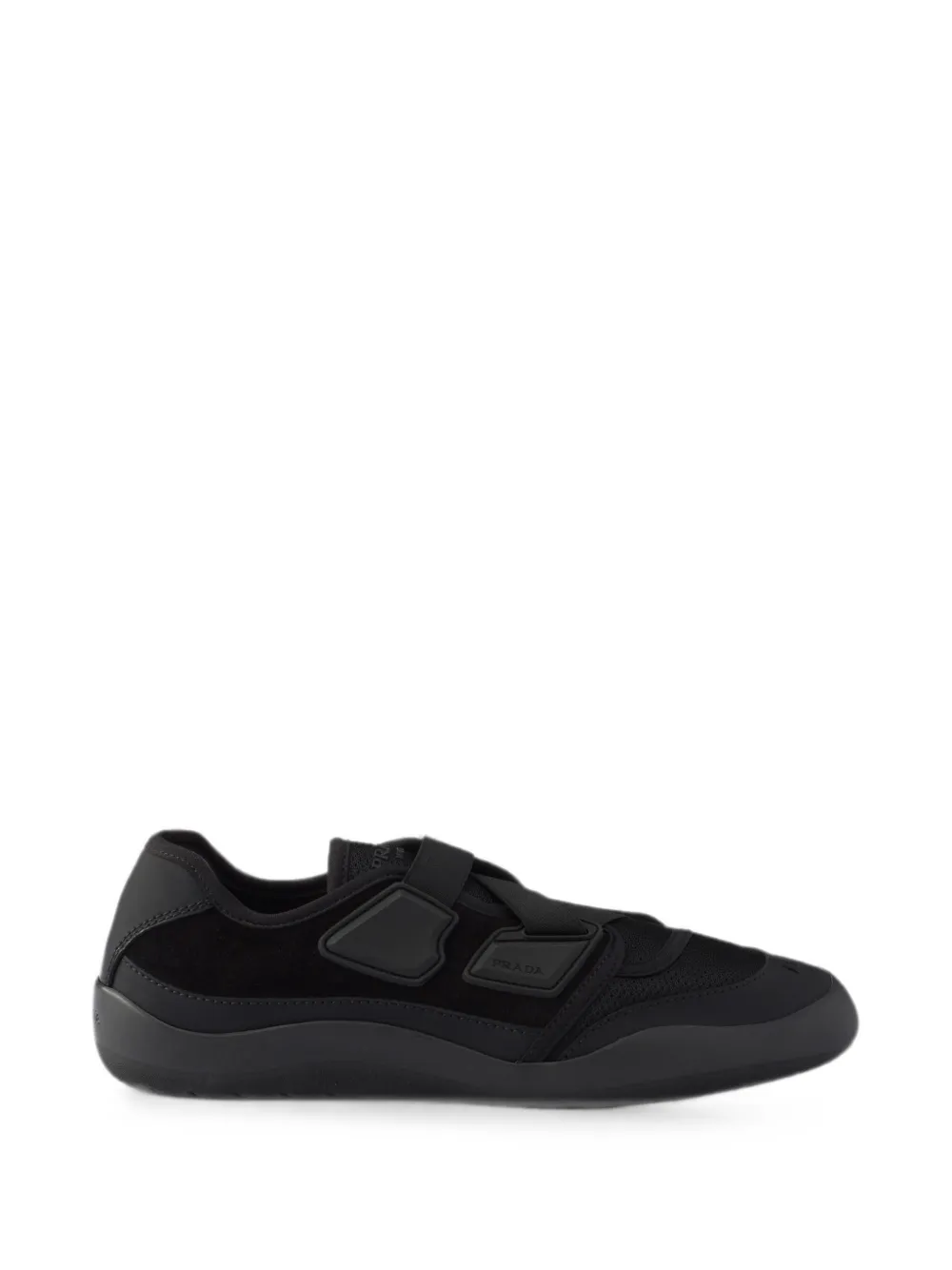 Prada Speedrock technical mesh and leather sneakers Zwart