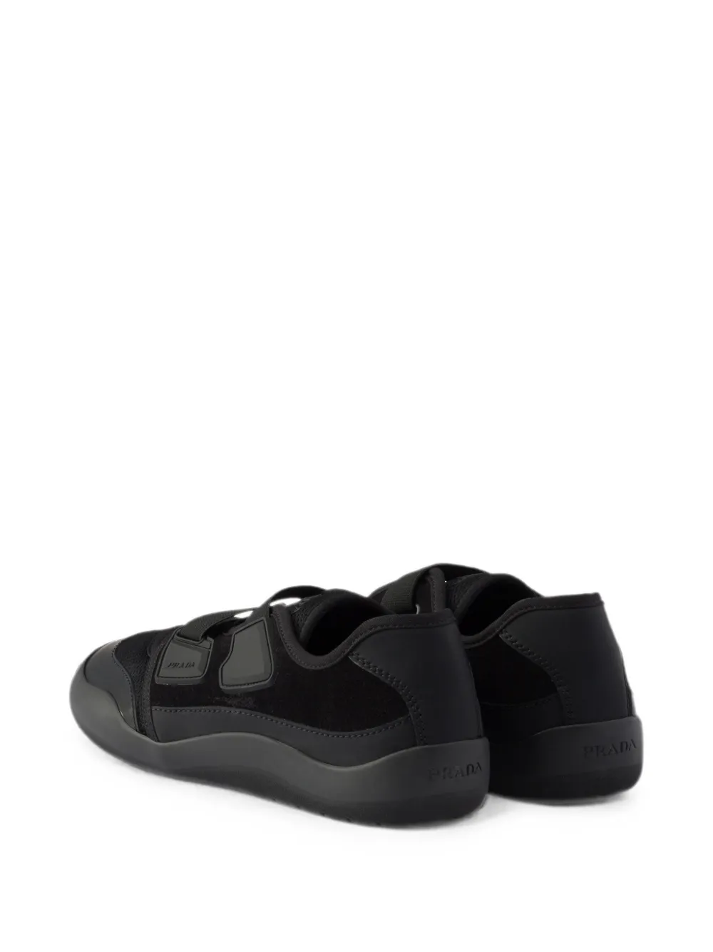 Prada Speedrock technical mesh and leather sneakers Zwart