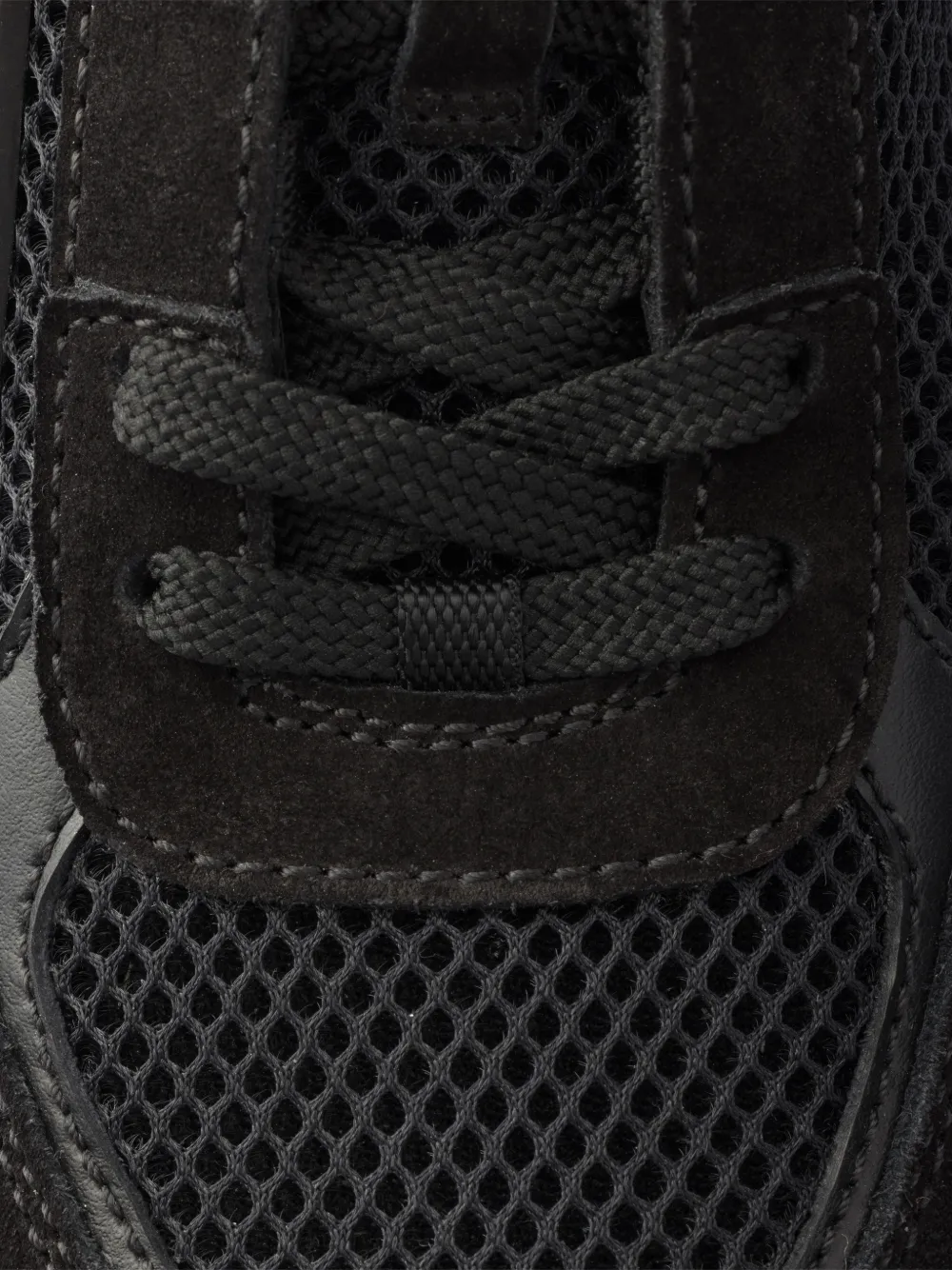 Prada Monolith suede and mesh fabric sneakers Zwart