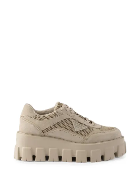 Prada Monolith suede and mesh fabric sneakers
