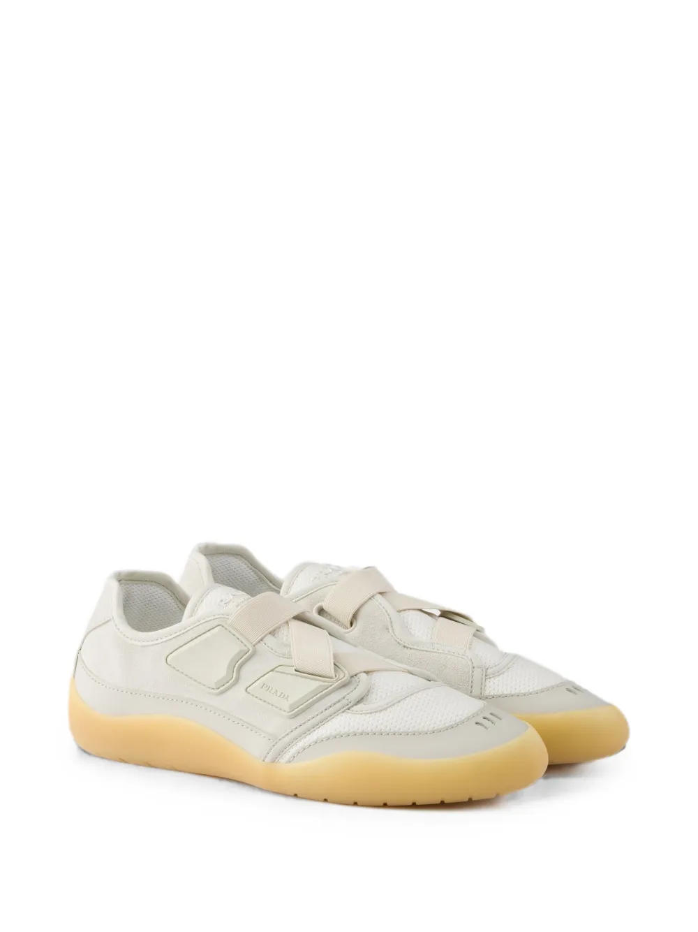 Prada Speedrock technical mesh and leather sneakers Beige