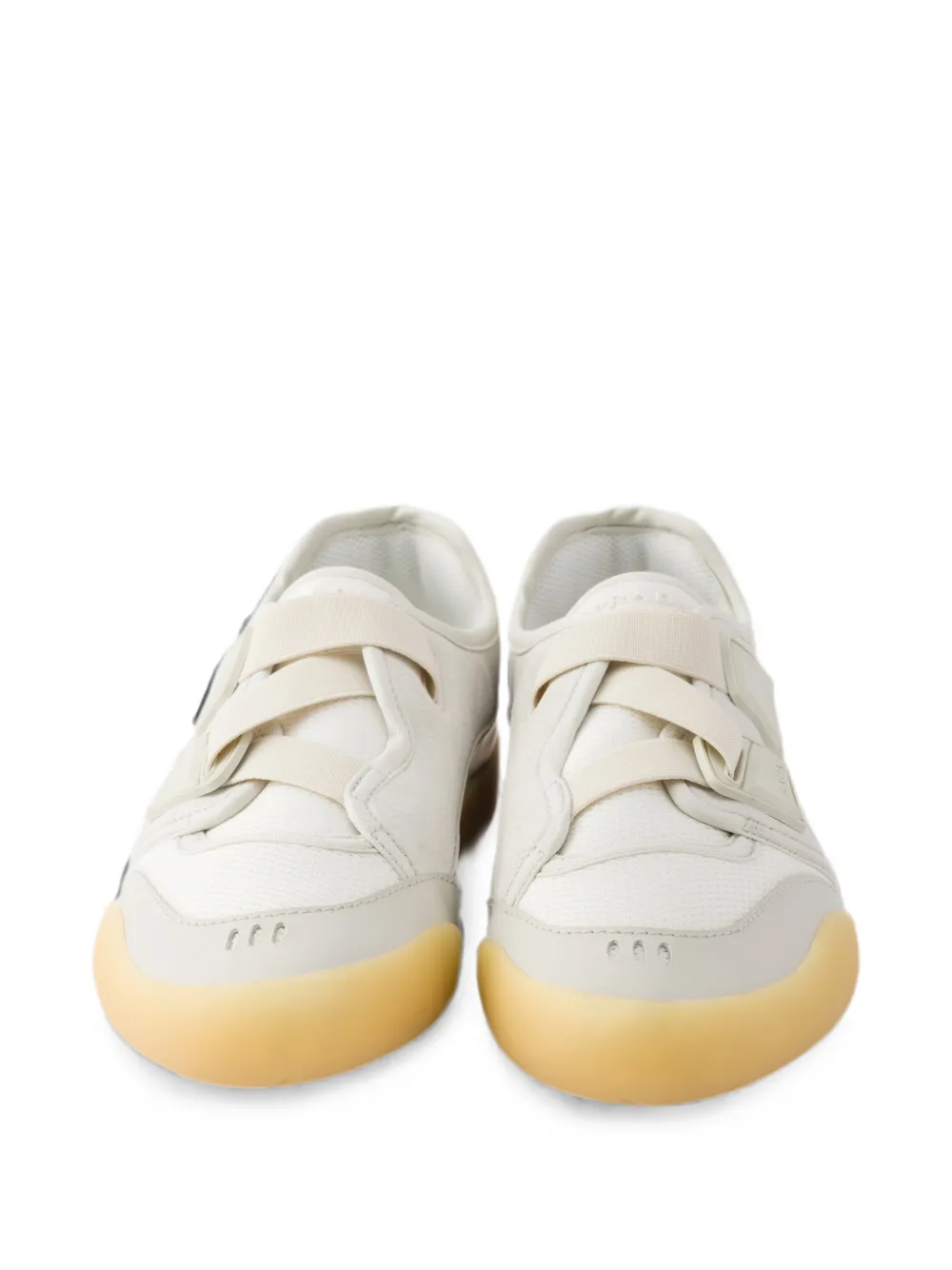 Prada Speedrock technical mesh and leather sneakers Beige