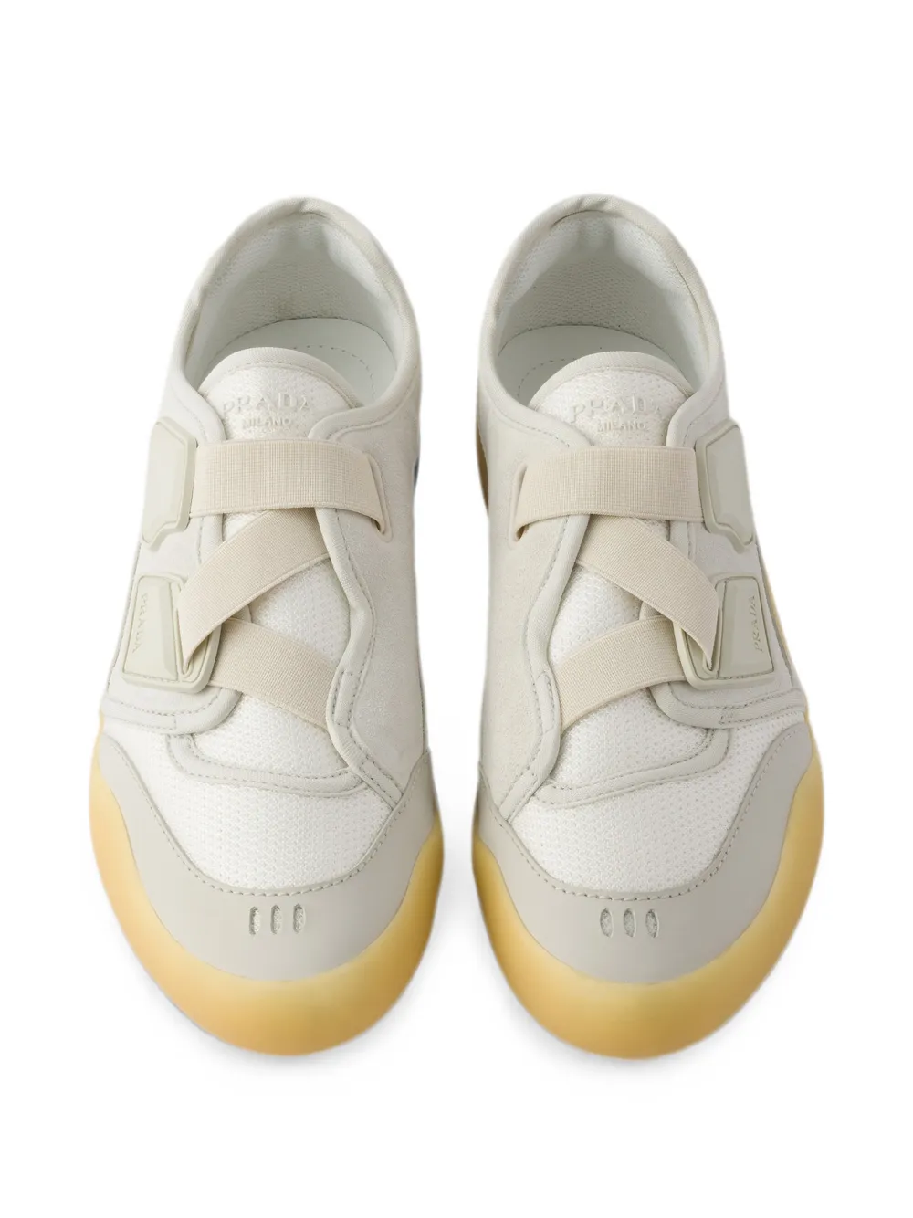 Prada Speedrock technical mesh and leather sneakers Beige