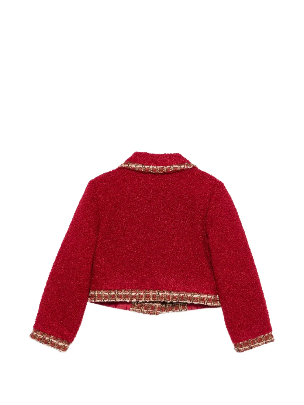 Patachou bouclé faux-pearl-embellished jacket Rood