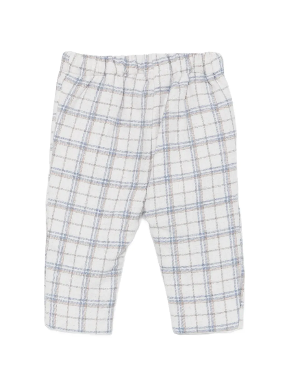 Patachou check-pattern decorative-button trousers Beige
