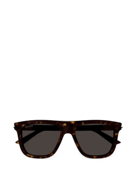 Gucci tortoiseshell-effect rectangle-frame sunglasses
