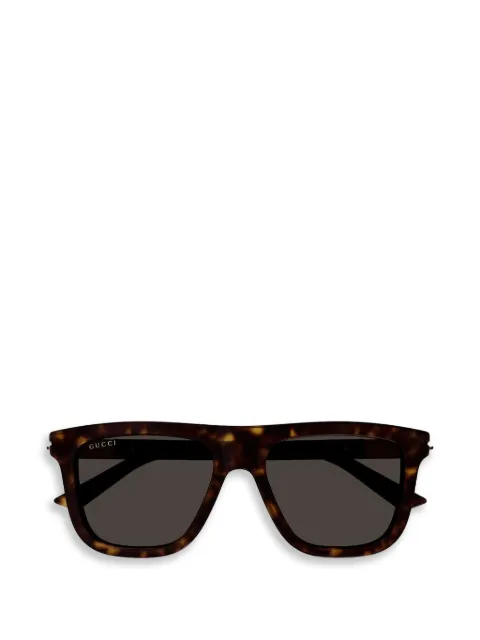 Gucci tortoiseshell-effect rectangle-frame sunglasses