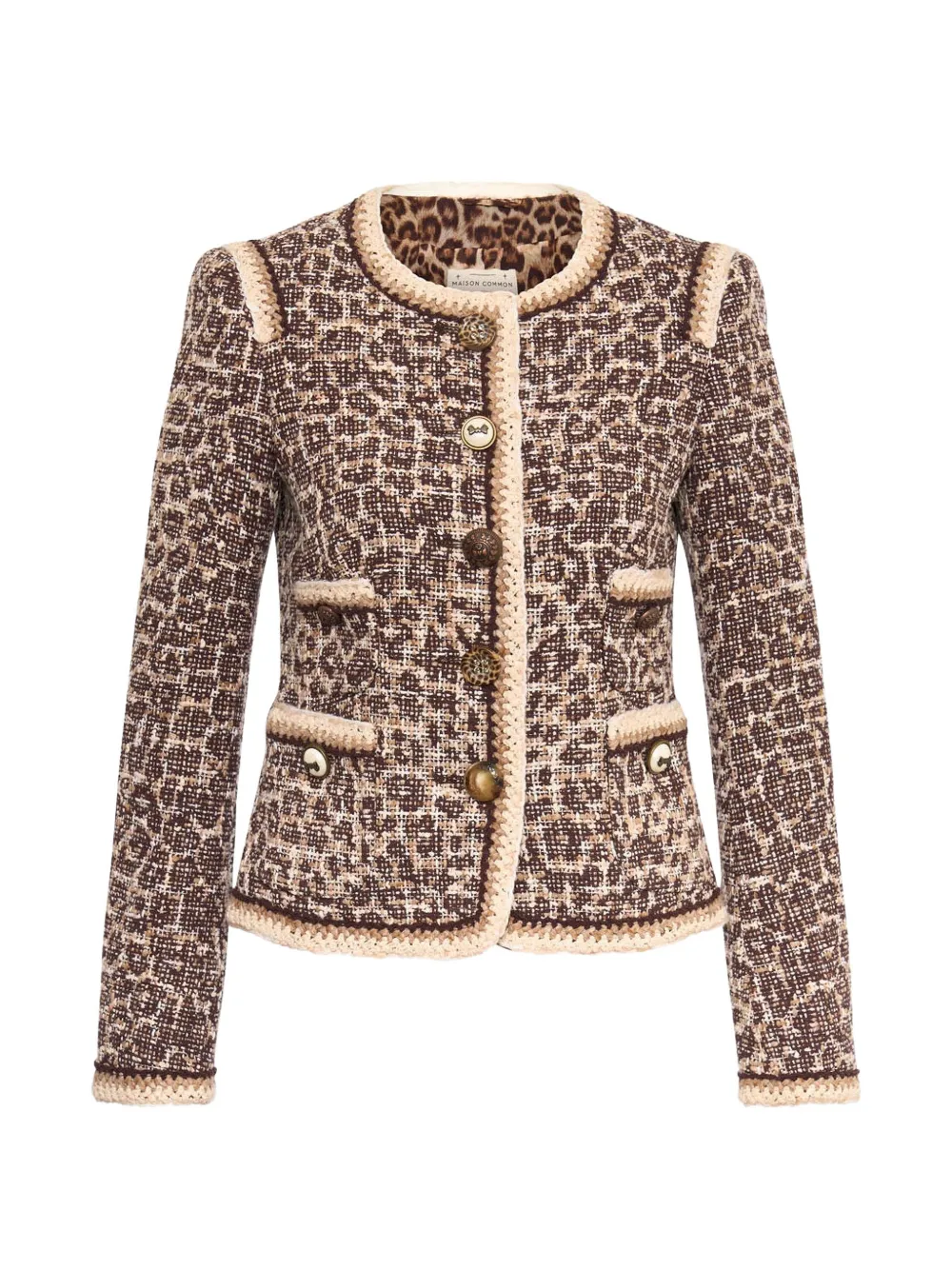 MAISON COMMON Leo animal-print tweed jacket · 36