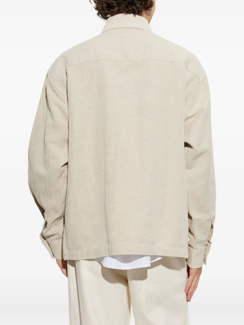 Palm Angels logo-embroidered patch-pocket shirt Beige
