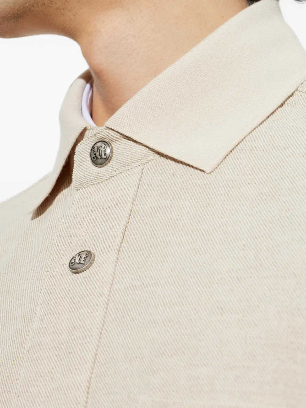 Palm Angels logo-embroidered patch-pocket shirt Beige