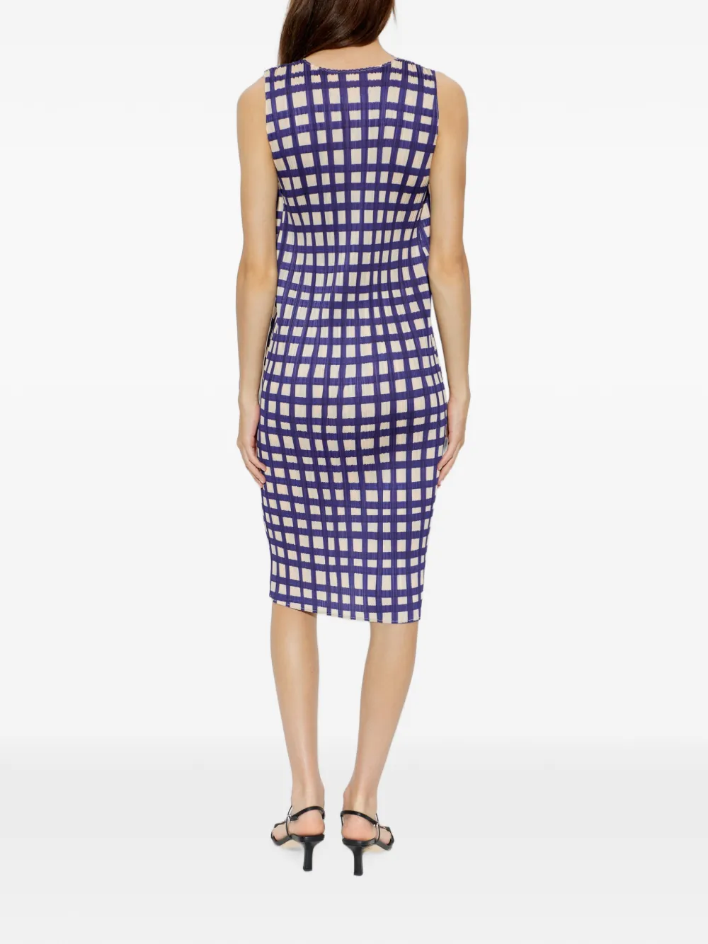 Pleats Please Issey Miyake Basket mouwloze midi-jurk Blauw