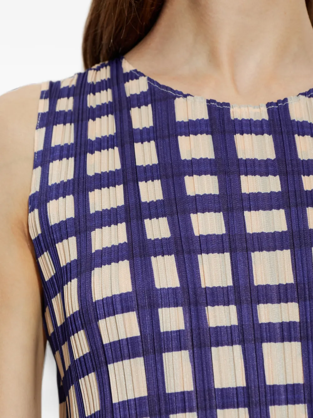 Pleats Please Issey Miyake Basket mouwloze midi-jurk Blauw