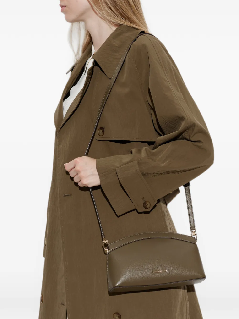 Michael Kors small Athena leather shoulder bag Groen