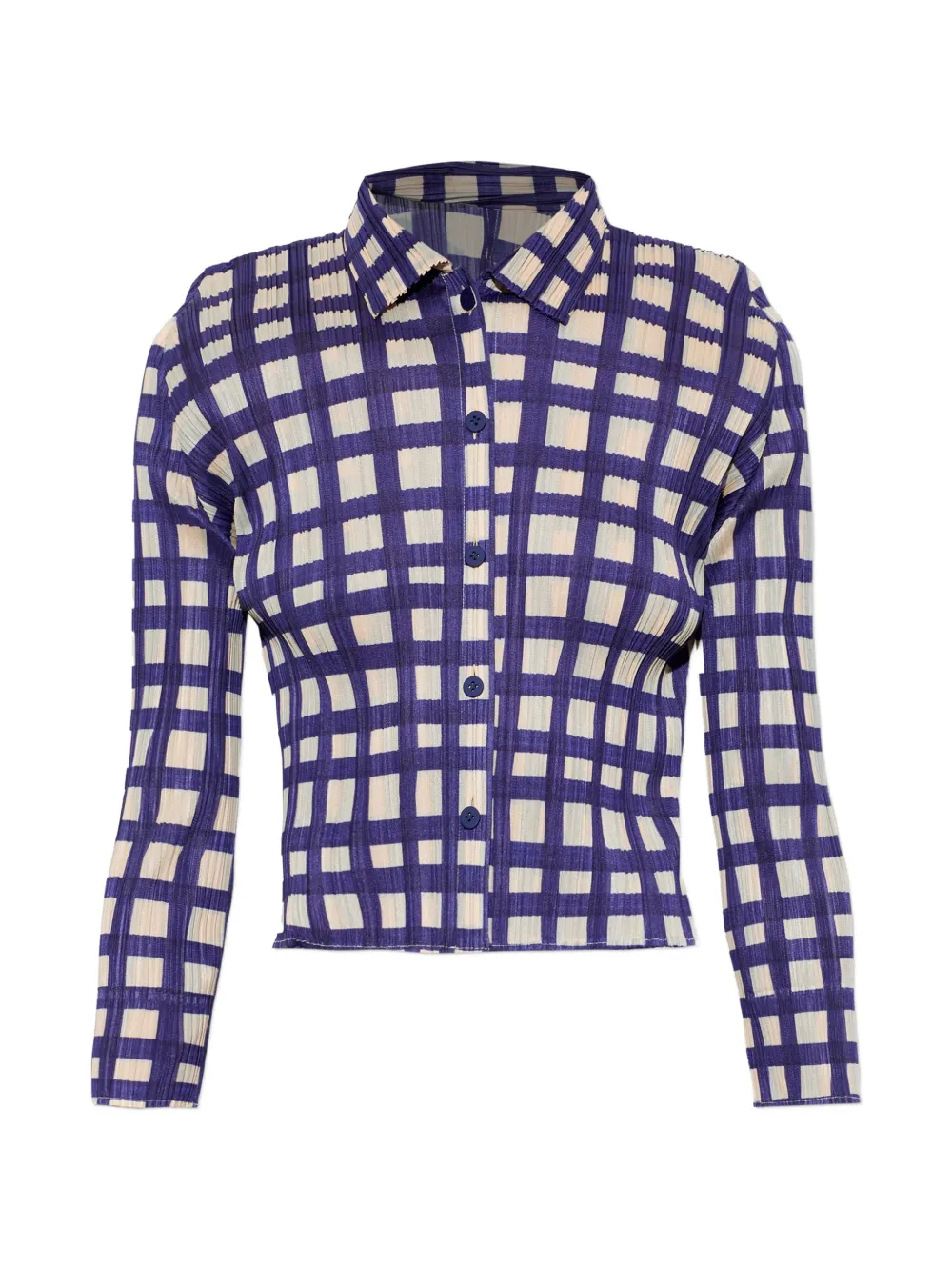 Pleats Please Issey Miyake check-print shirt - Blue