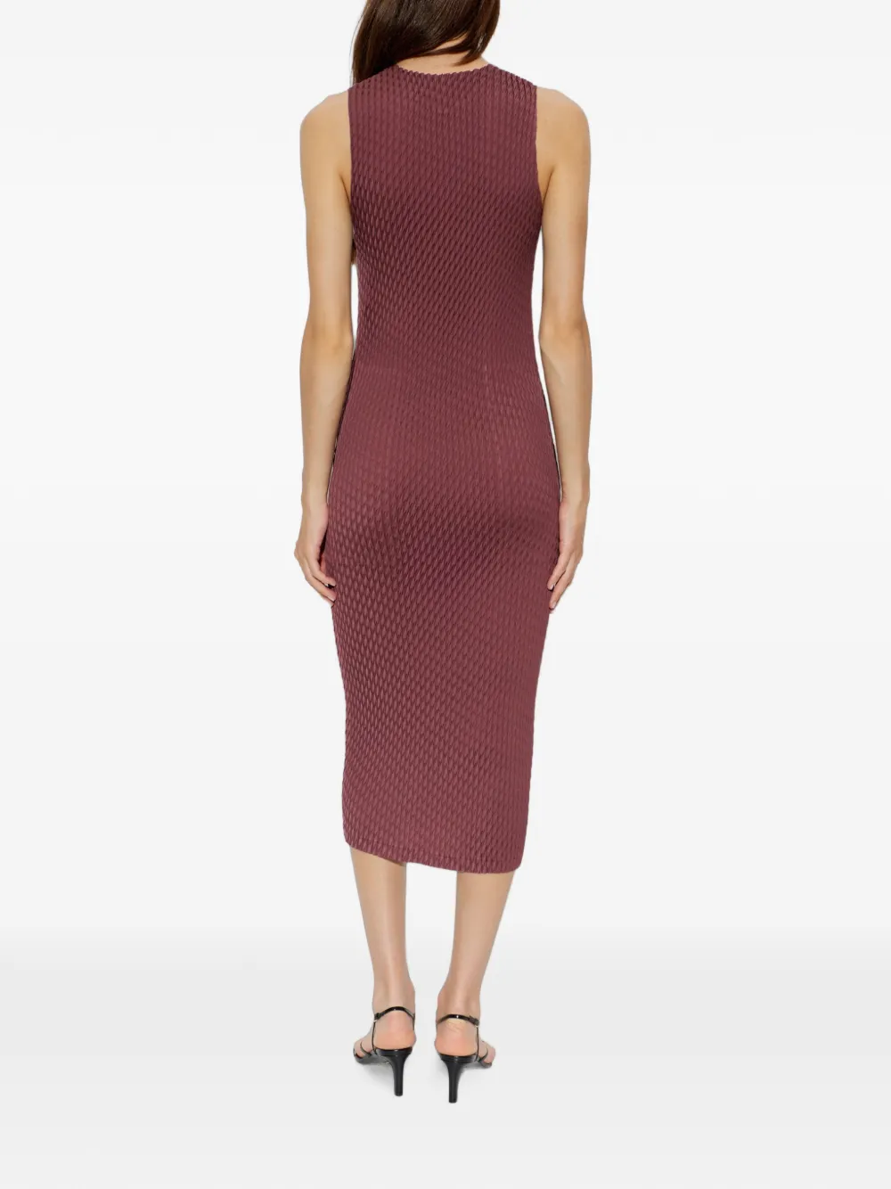 Issey Miyake sleeveless pleated midi dress Rood