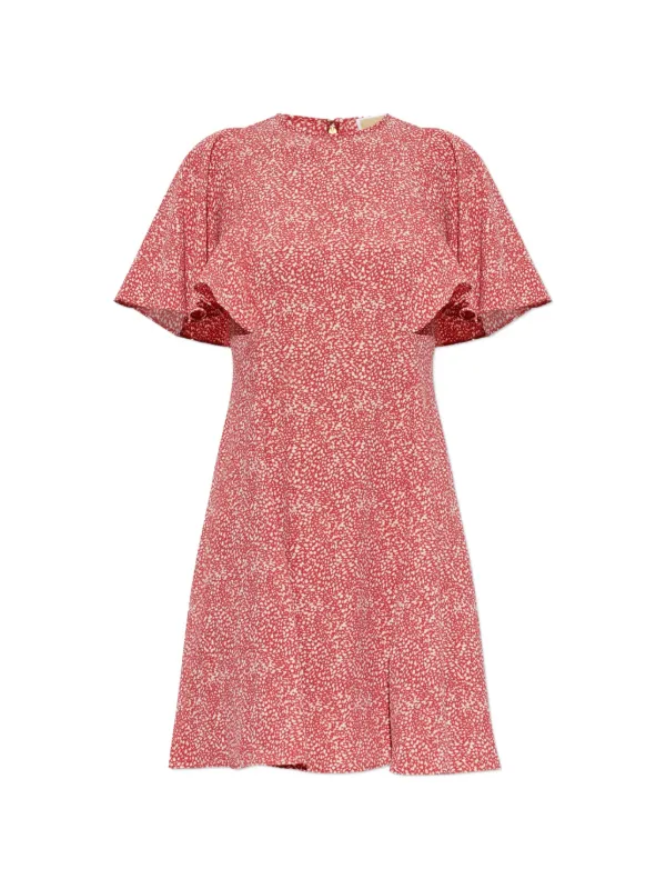 mini michael kors dress Michael ruffled-sleeve Speckled | Red Gold dress