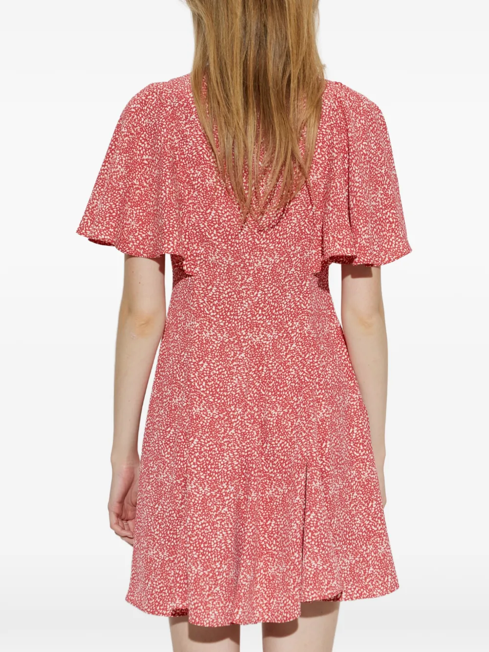 Michael Kors ruffled-sleeve speckled mini dress Rood