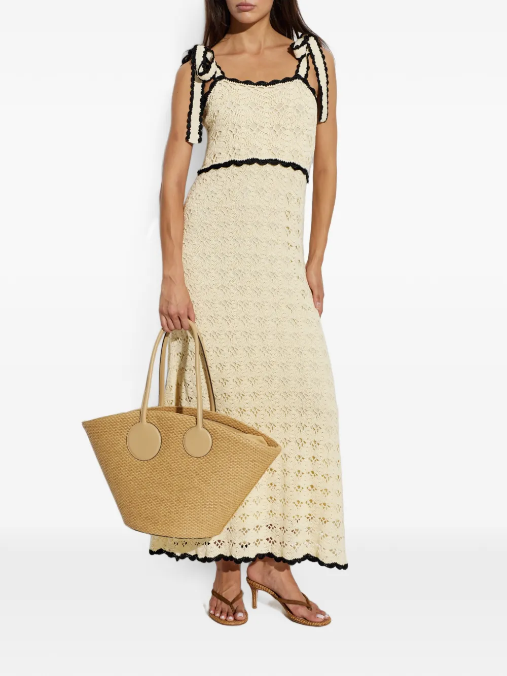ZIMMERMANN Aster gehaakte maxi-dress met bandjes Beige