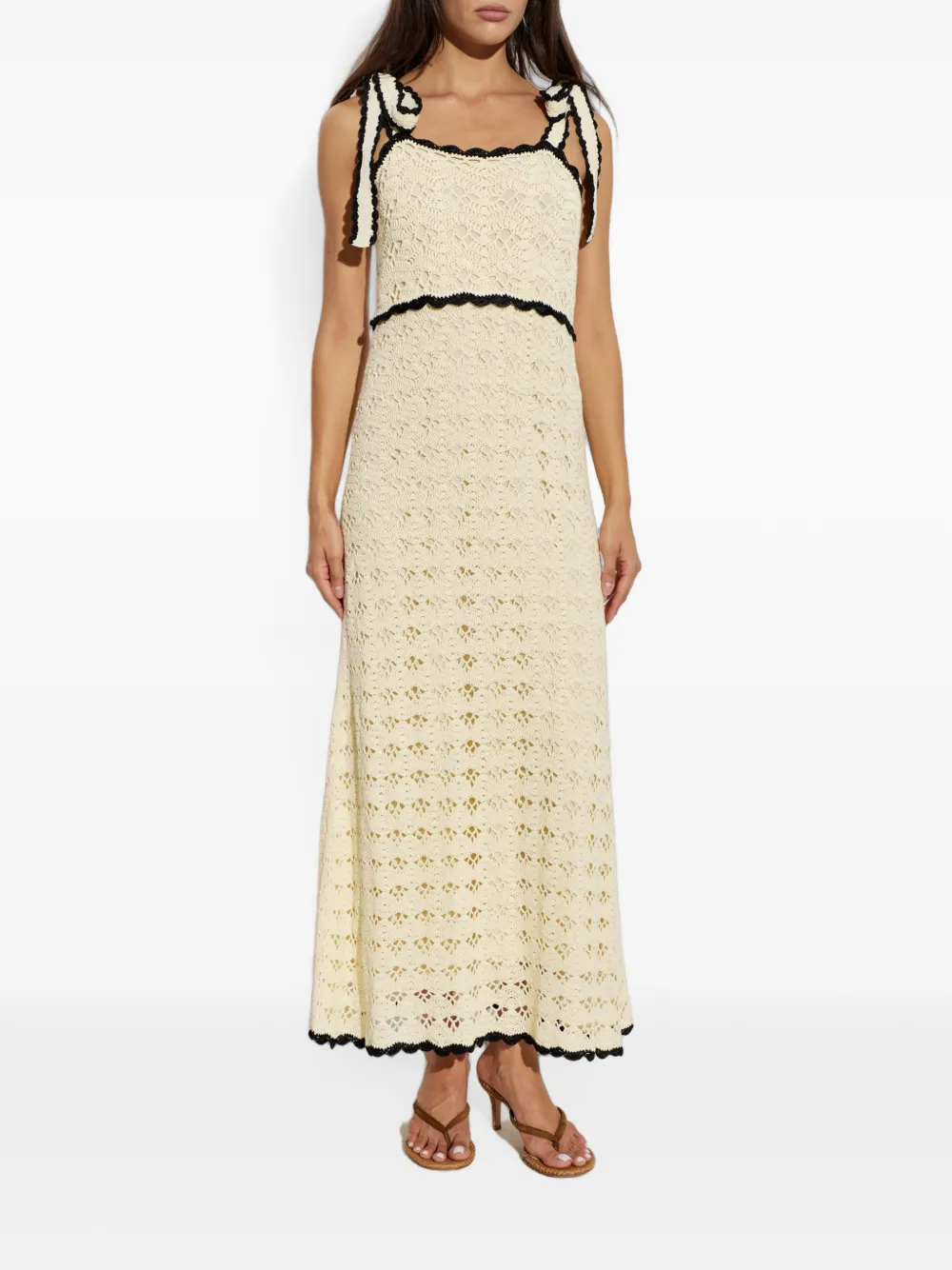 ZIMMERMANN Aster gehaakte maxi-dress met bandjes Beige