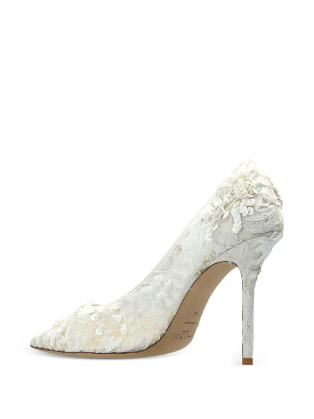 Jimmy Choo Love 100 floral-appliqué pumps Wit