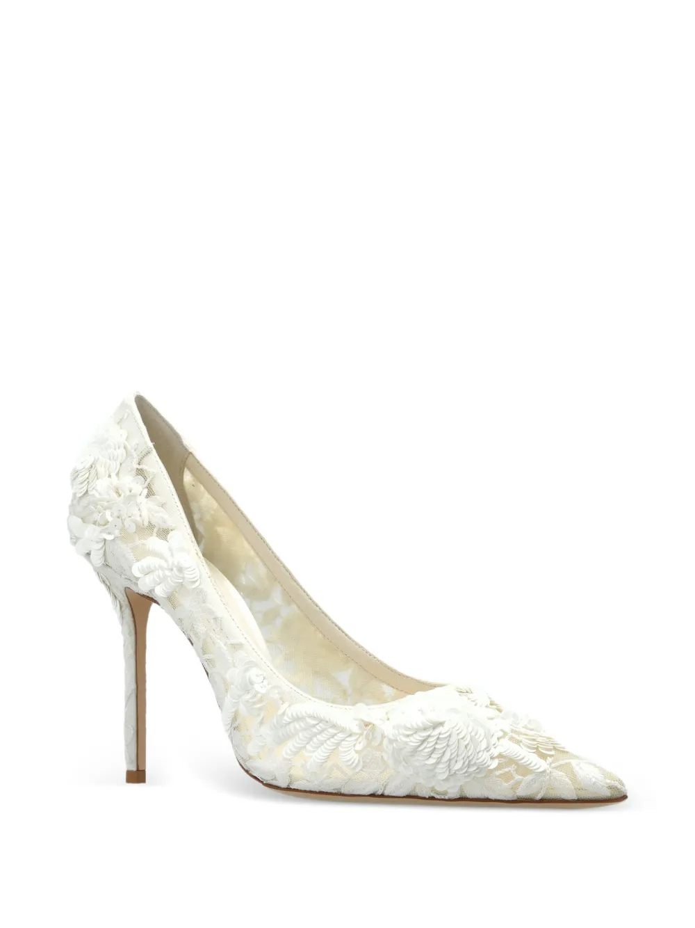 Jimmy Choo Love 100 floral-appliqué pumps Wit