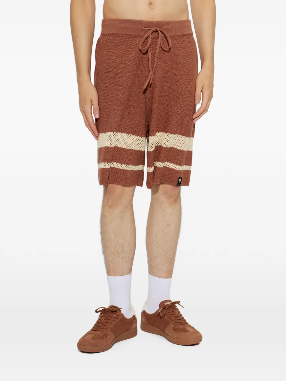 Palm Angels Gebreide shorts met gestreept detail Bruin