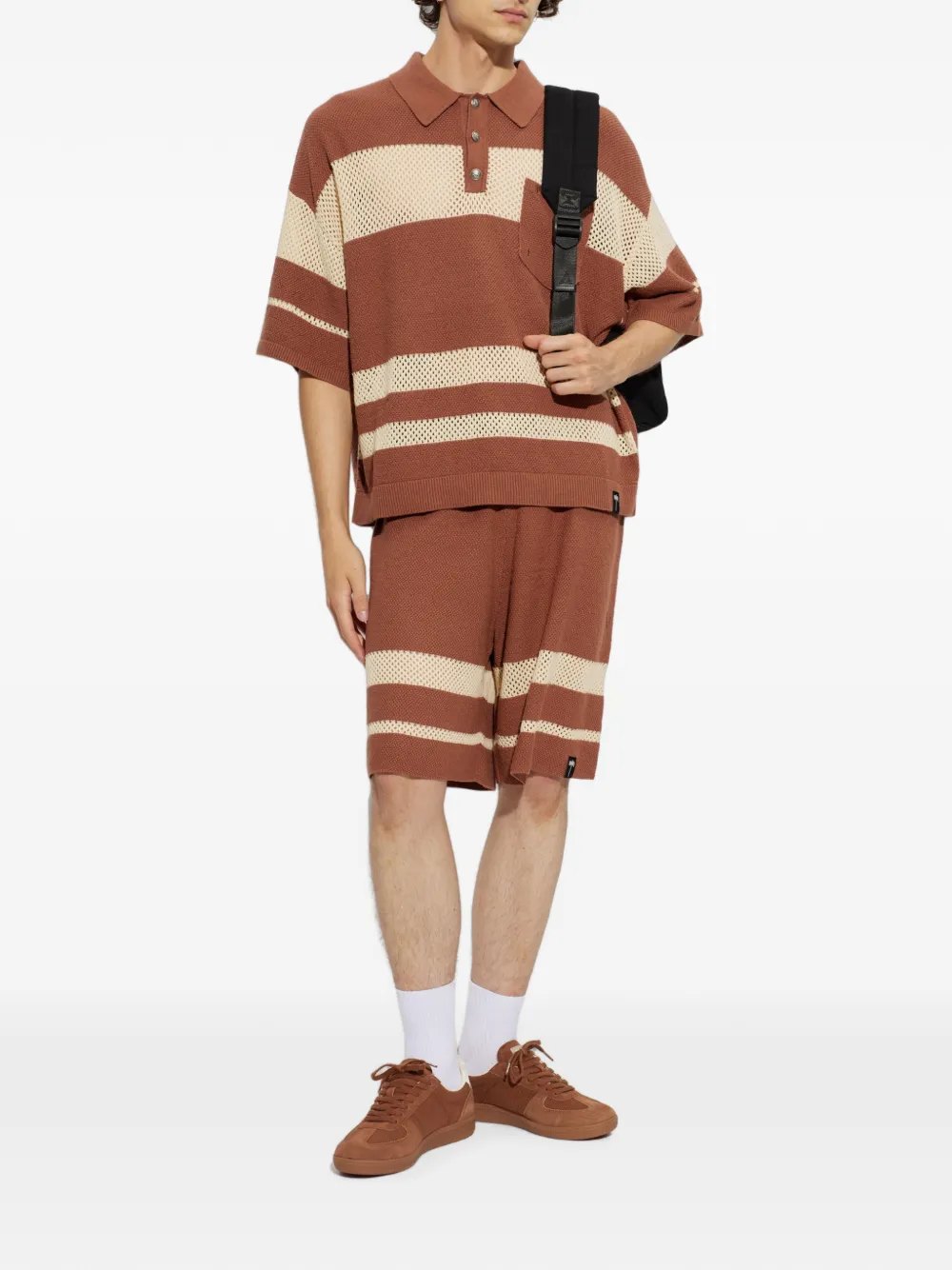 Palm Angels Gebreide shorts met gestreept detail Bruin