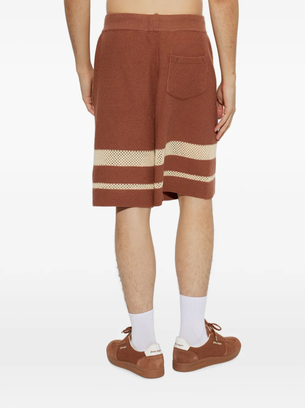 Palm Angels Gebreide shorts met gestreept detail Bruin
