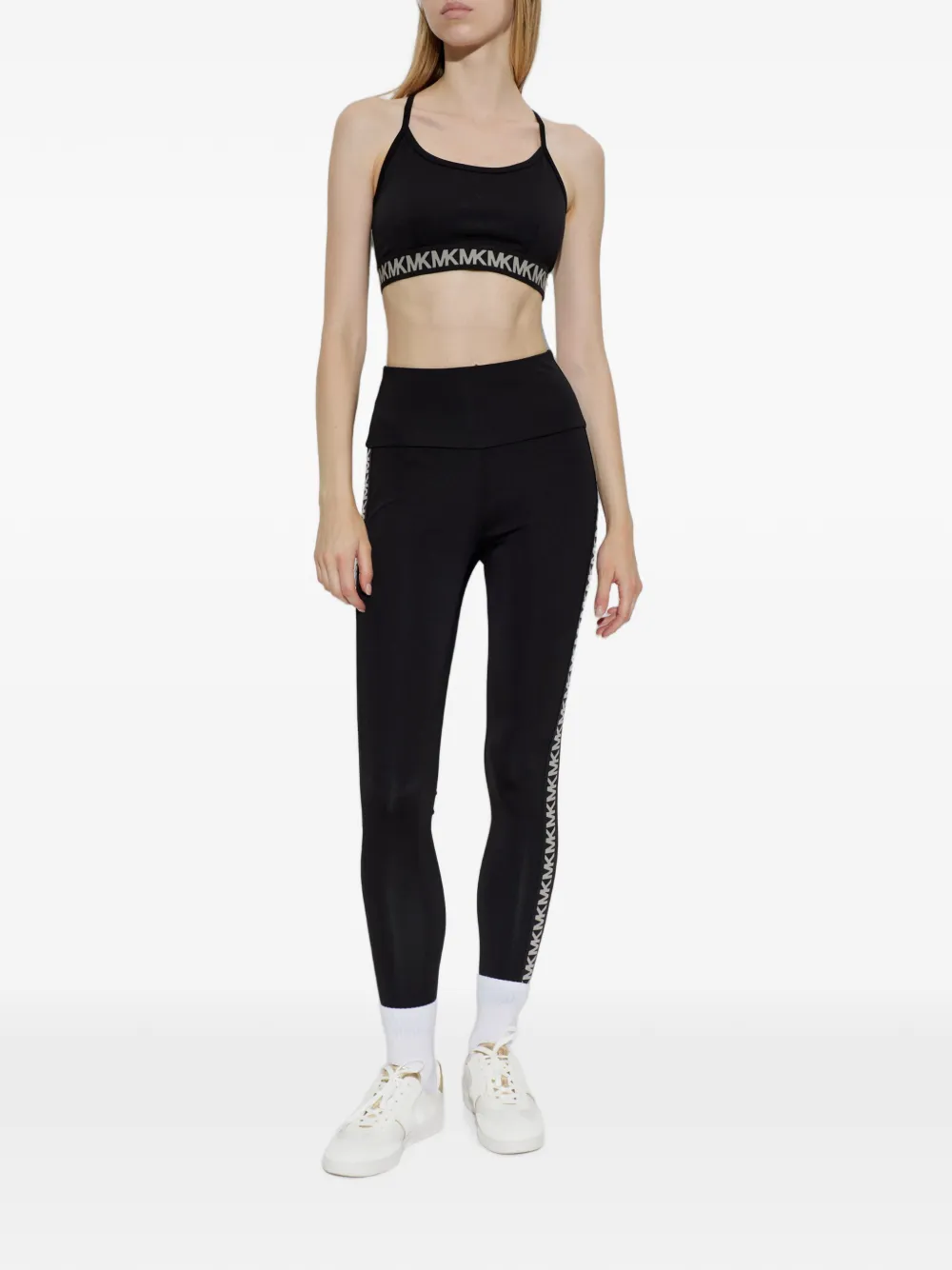 Michael Kors logo-tape cross-back crop top Zwart