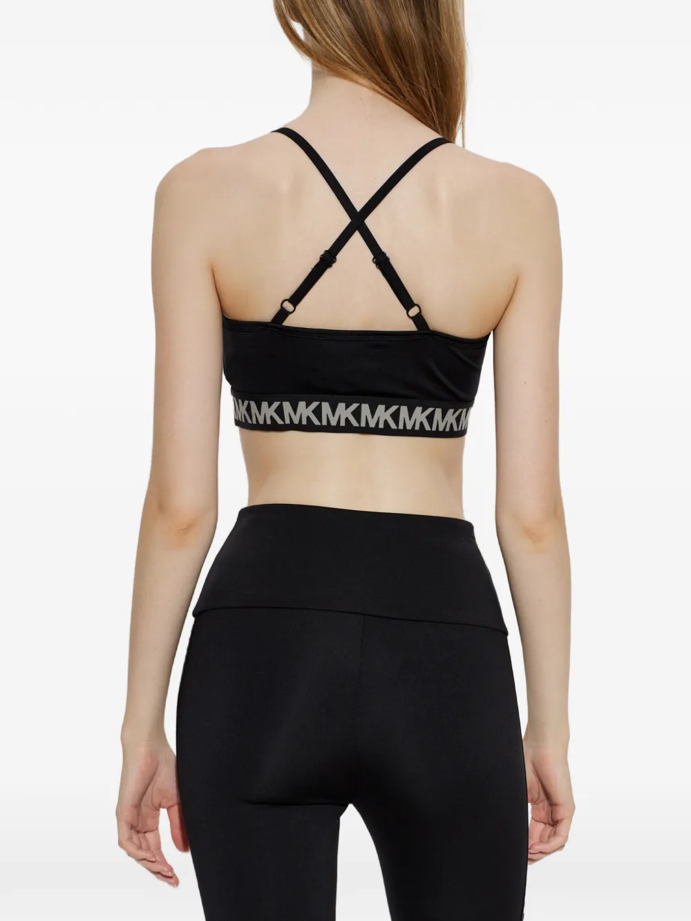 Michael Kors logo-tape cross-back crop top Zwart