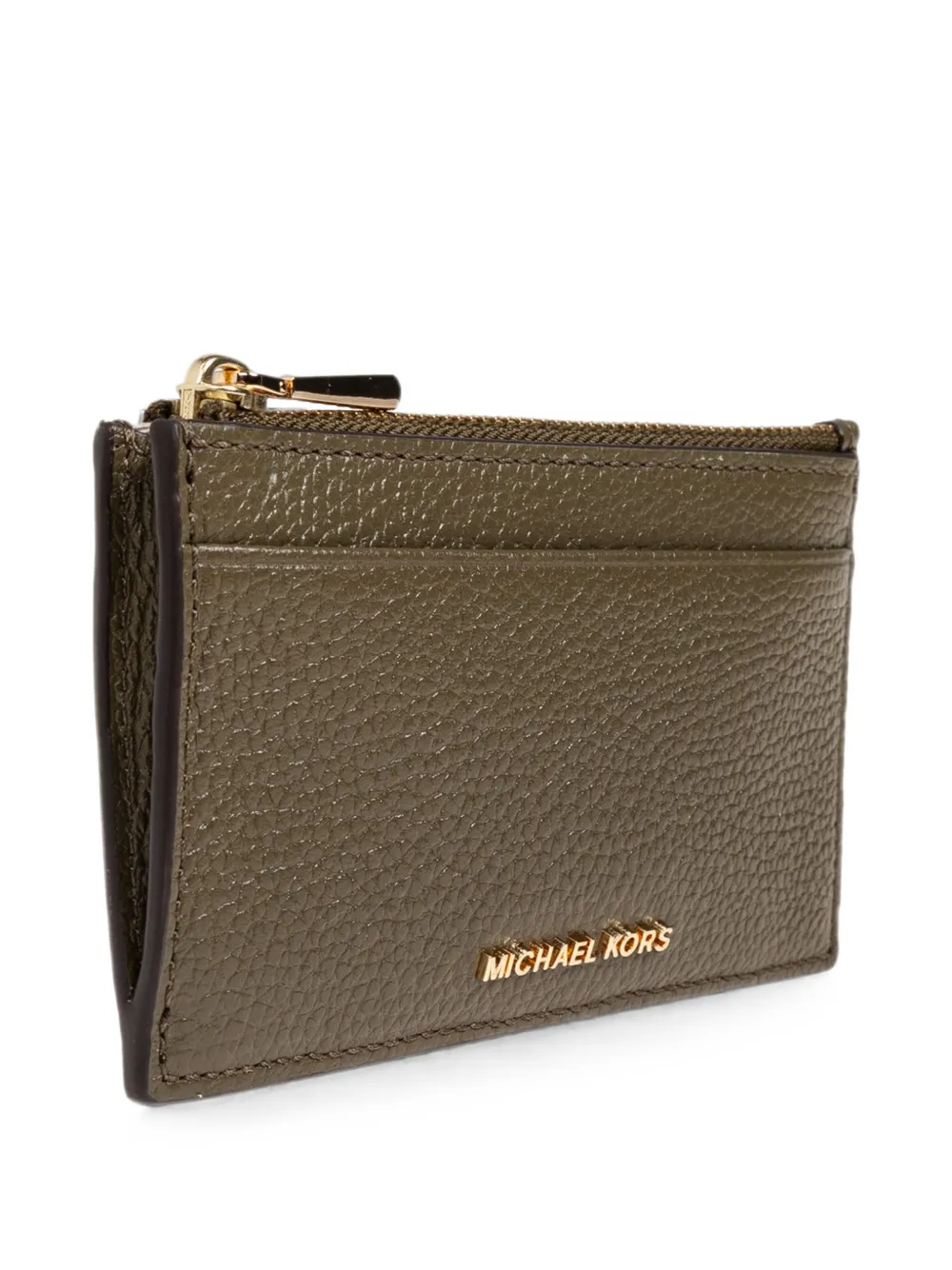 Michael Kors logo-plaque pebbled cardholder Groen