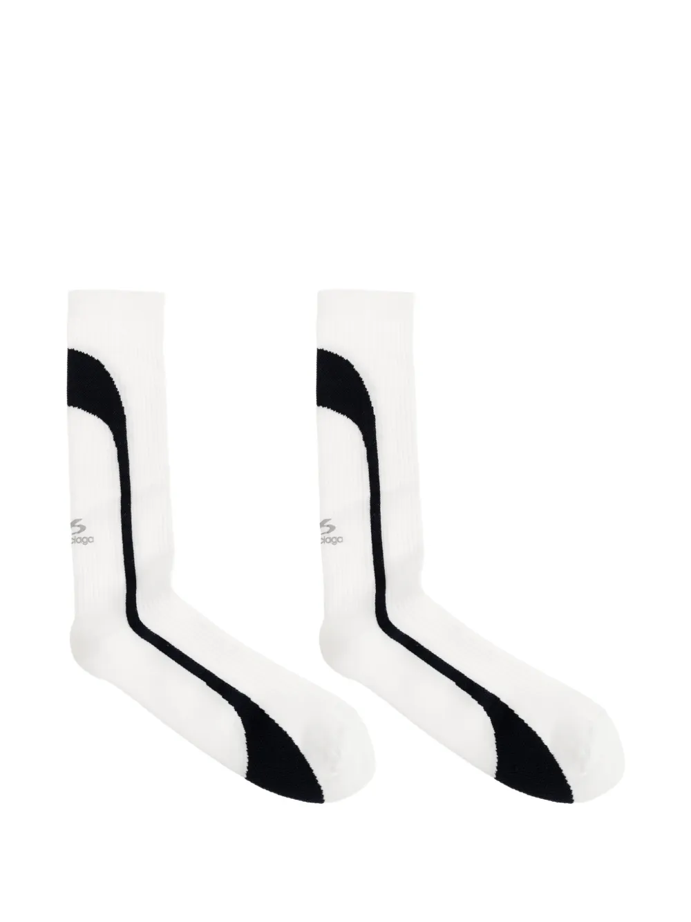 Balenciaga Gerippte Socken mit Logo-Print - Weiß