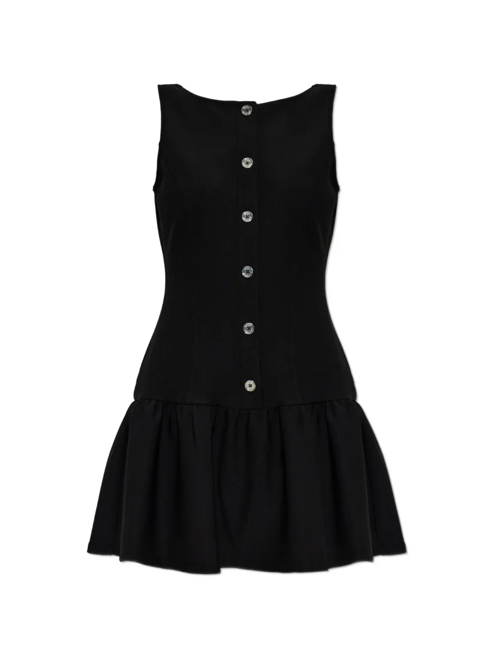Michael Kors ruffled-skirt button-up mini dress Zwart
