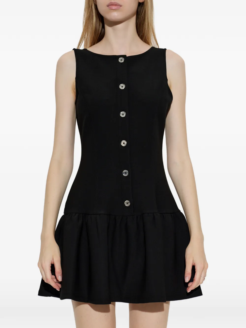 Michael Kors ruffled-skirt button-up mini dress Zwart