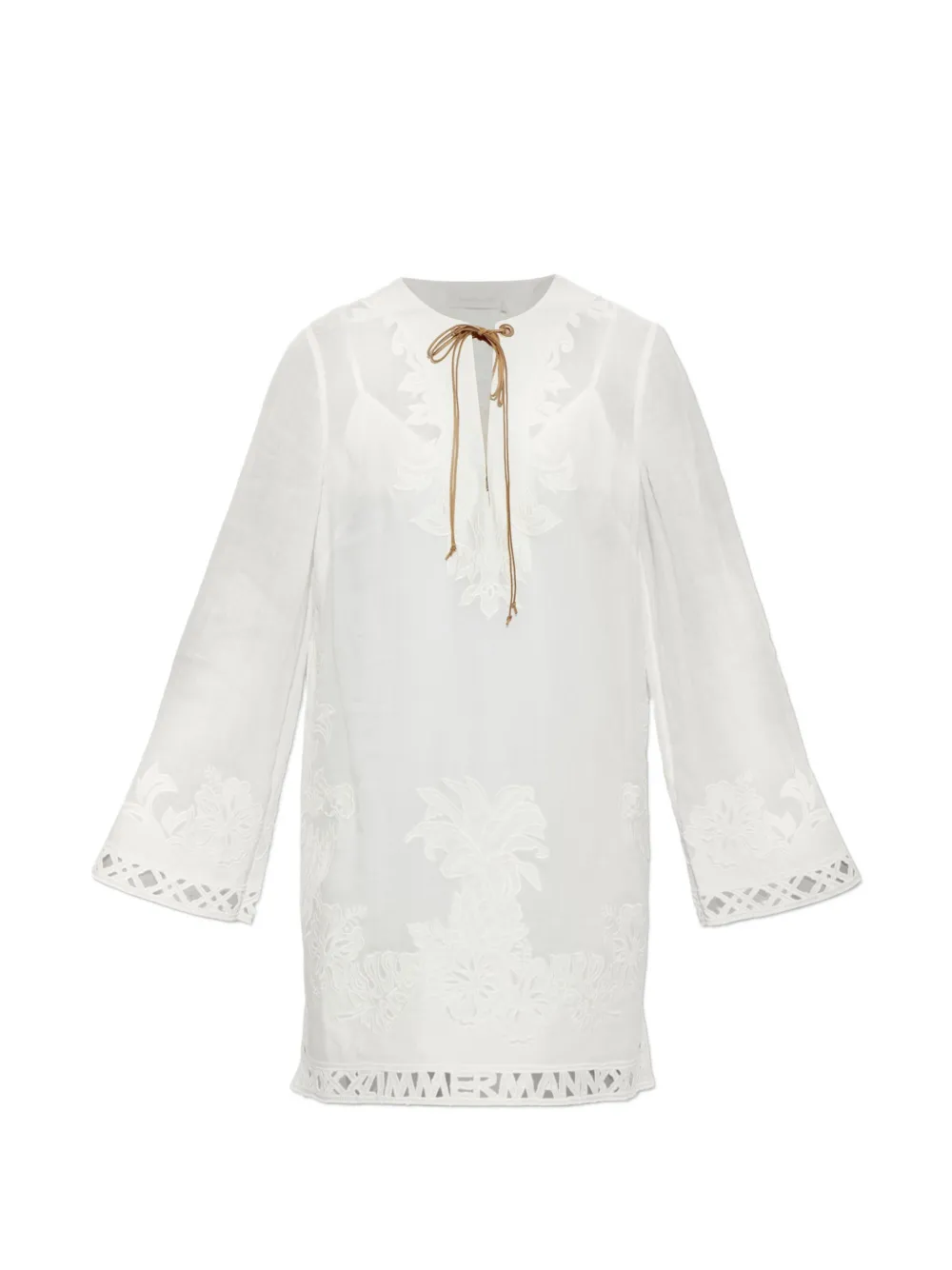 ZIMMERMANN Indra floral-embroidered mini dress - White