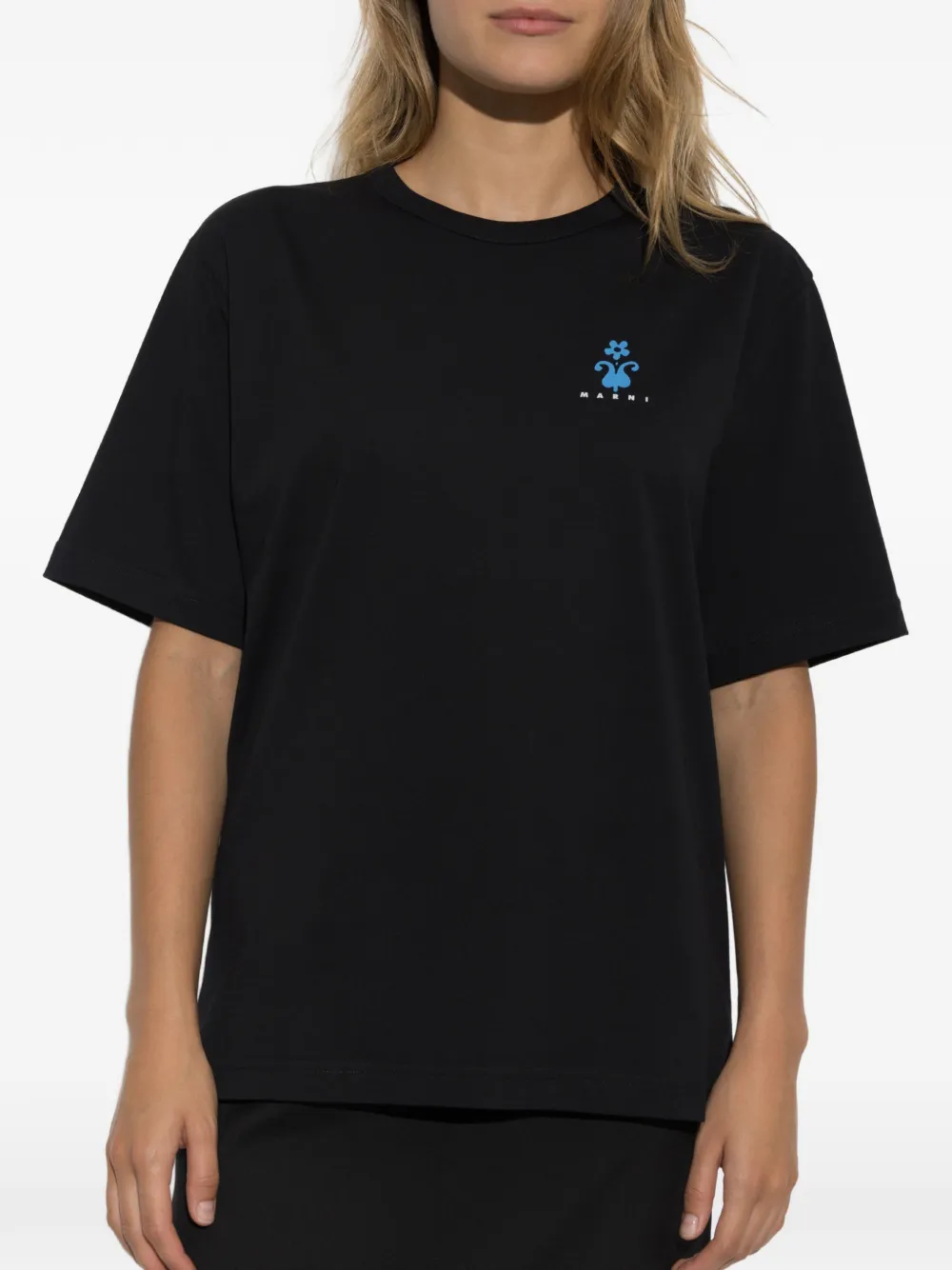 Marni Katoenen T-shirt met logoprint Zwart