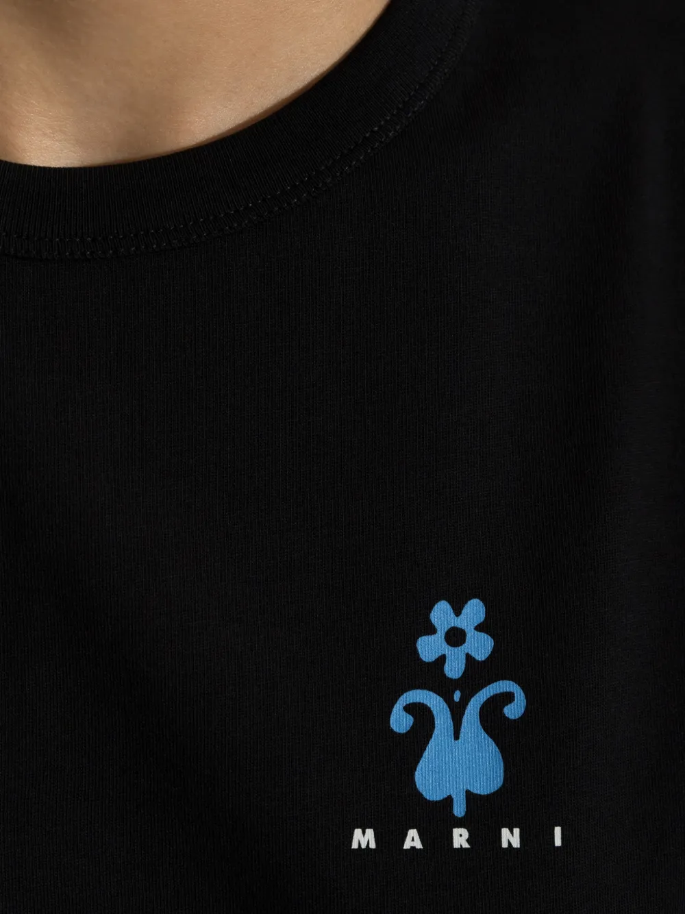 Marni Katoenen T-shirt met logoprint Zwart