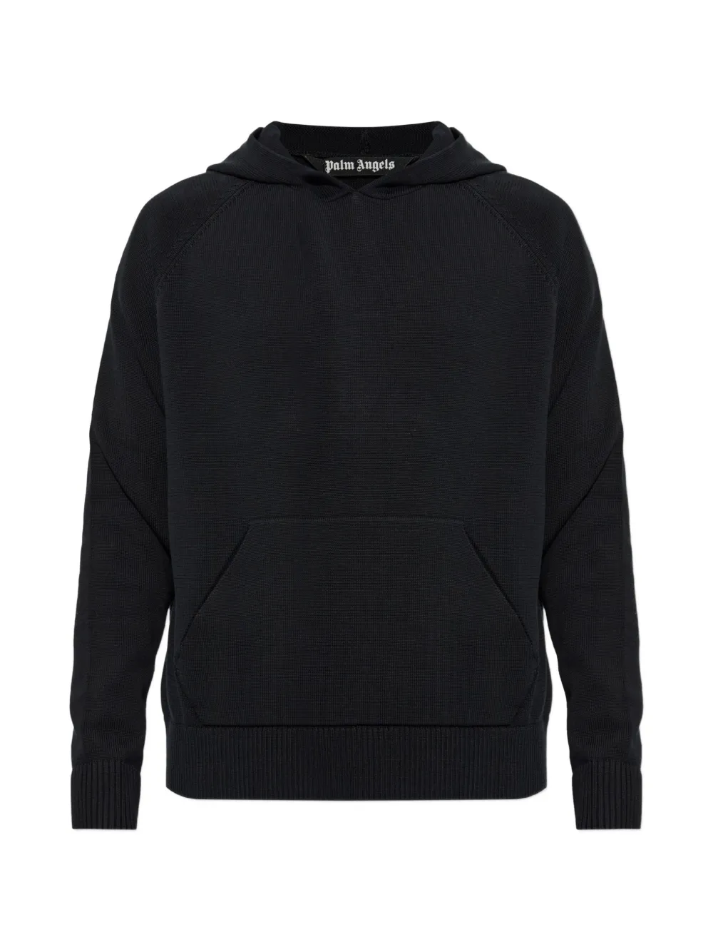 Palm Angels logo-print knitted cotton hoodie - Black