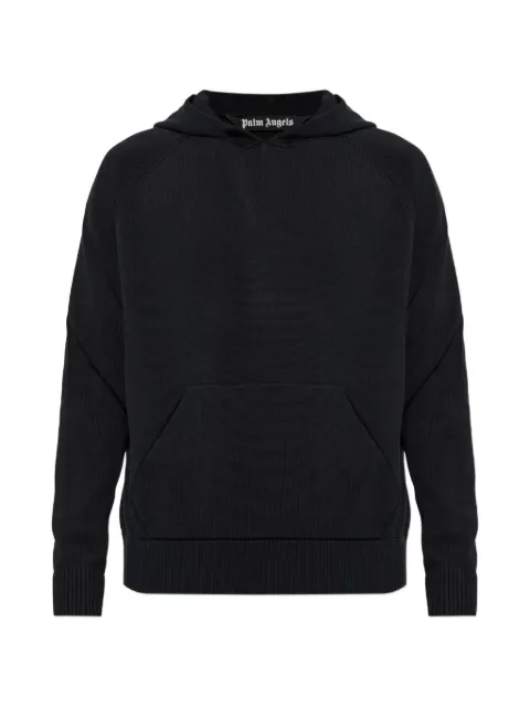 Palm Angels logo-print knitted cotton hoodie