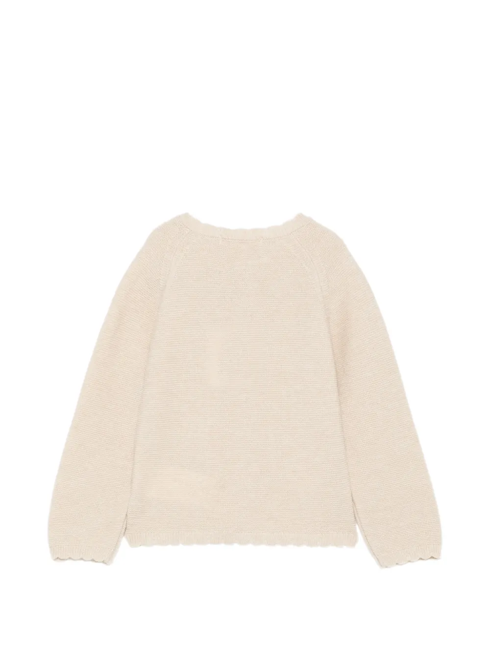Patachou deer-intarsia scalloped cardigan Beige