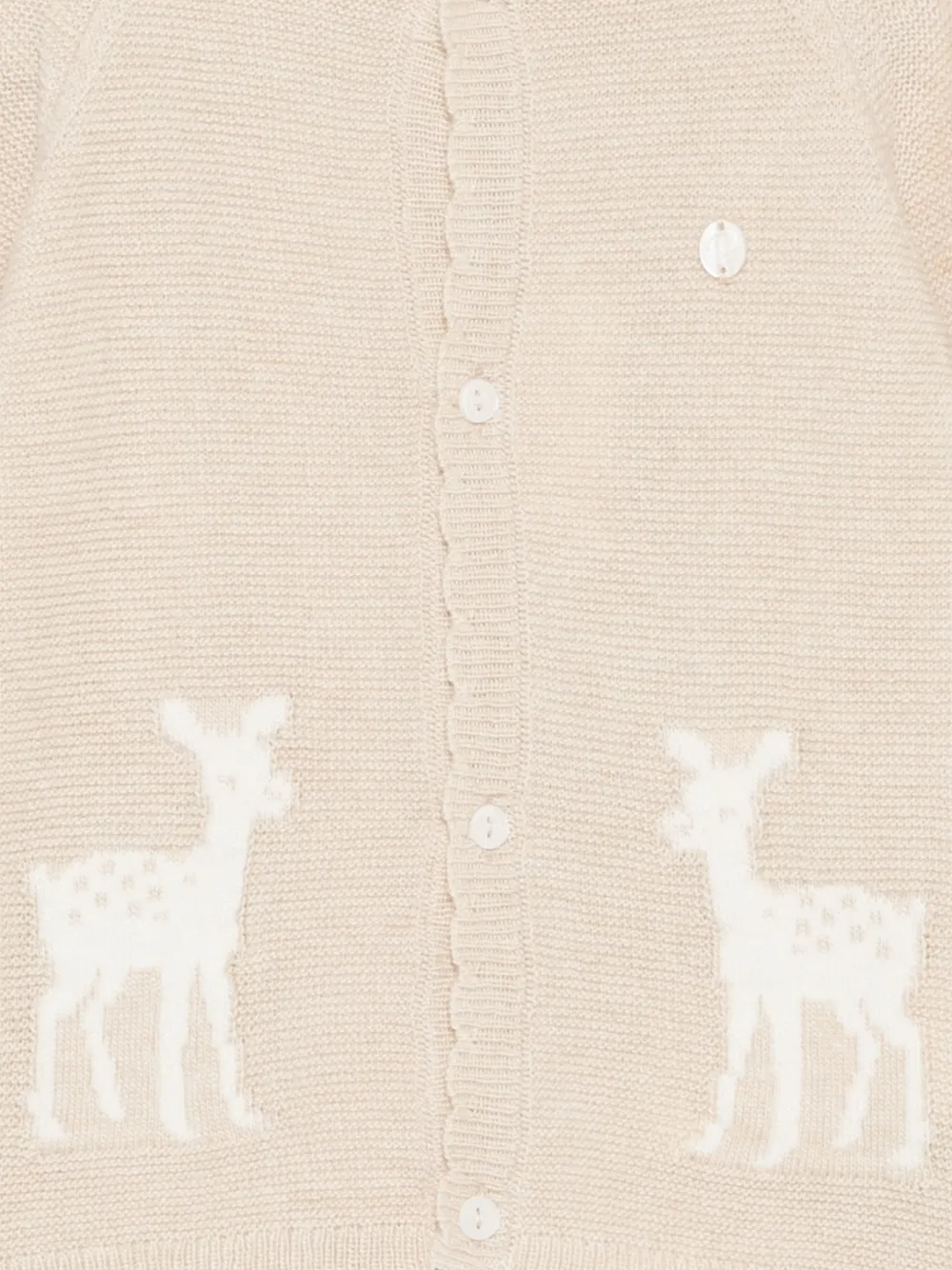 Patachou deer-intarsia scalloped cardigan Beige