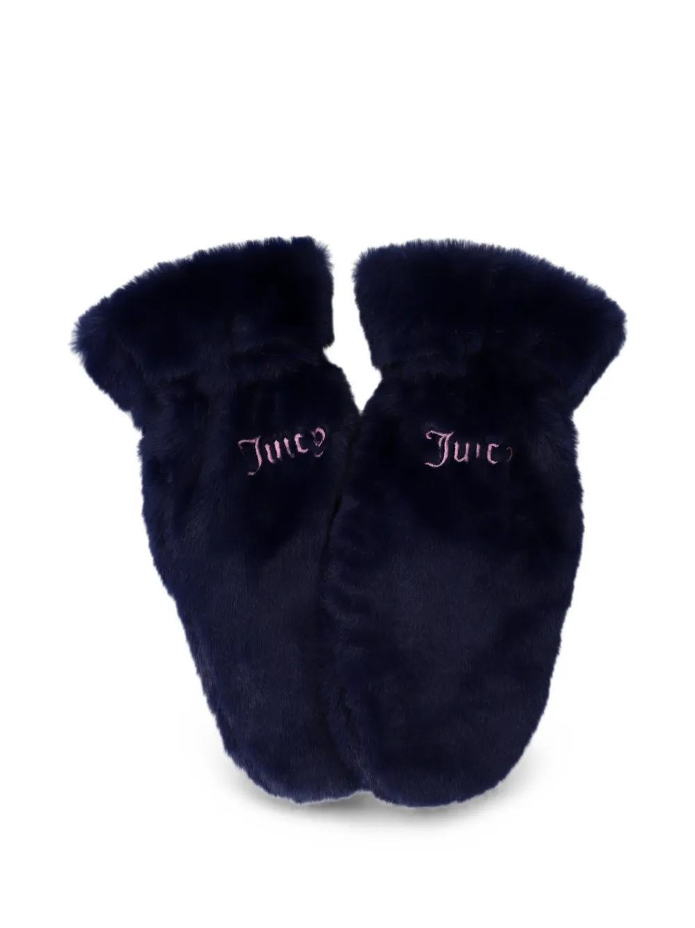 Juicy Couture Guanti in pelliccia sintetica con logo - Blu
